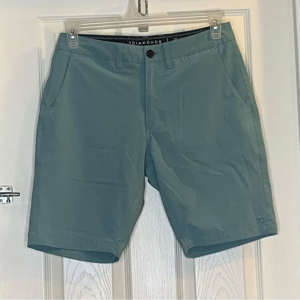 7 Diamonds Momentum Performance Golf Shorts Size 29 Light Teal